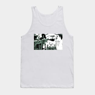 Denver and Auturo face each other and hold the pistols to their heads as comic graphic (vers. 1) Tank Top